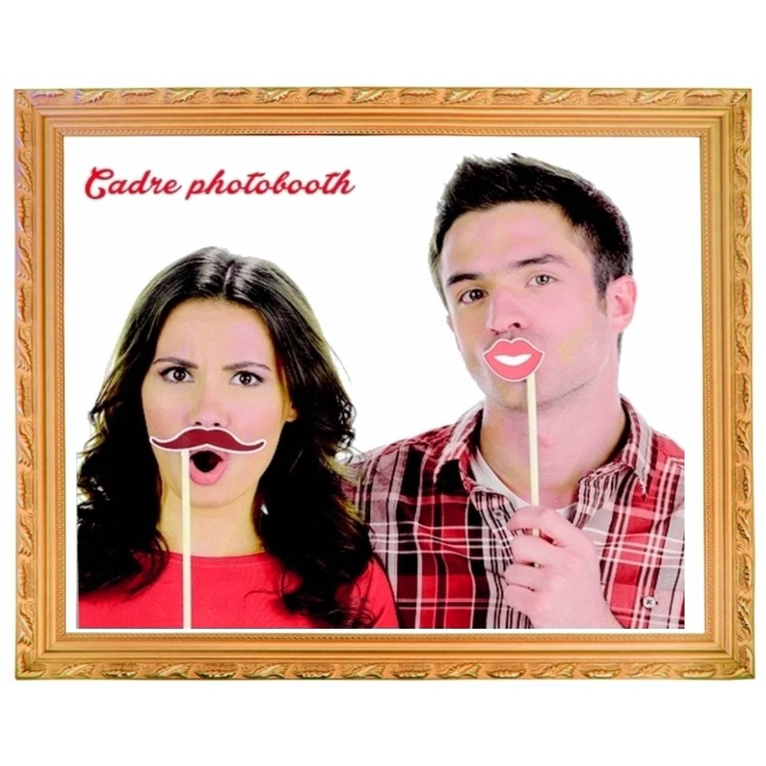 Cadre PhotoBooth en bois 67cm, moulure OR brillant